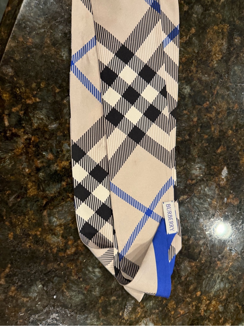 Burberry Beige & Blue Check Silk scarf for men or women